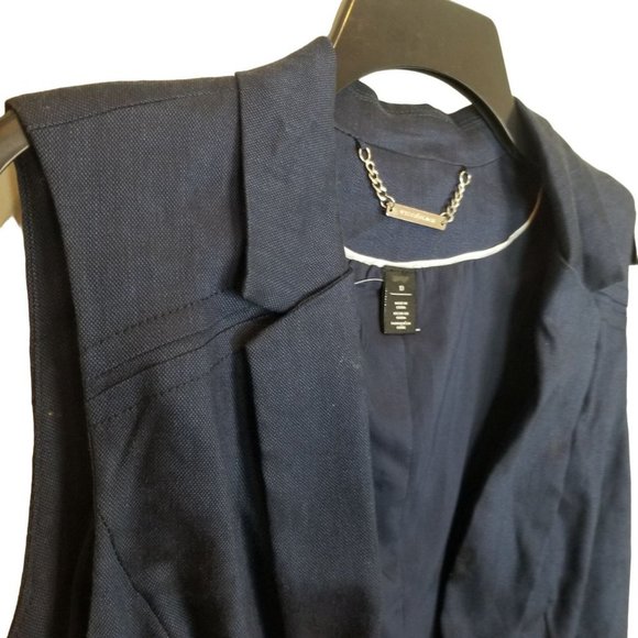 White House Black Market Womens 10 Blue Linen Blen - Picture 6 of 8